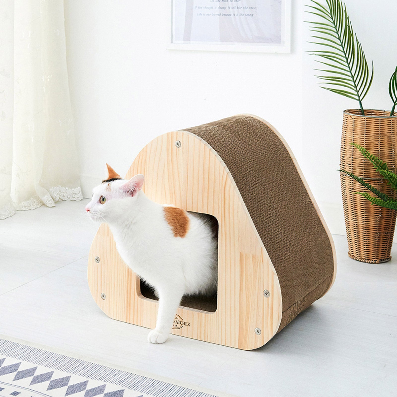 Yaomi Wood Triangle Cat Scratcher Sofa Pet Bed - image8