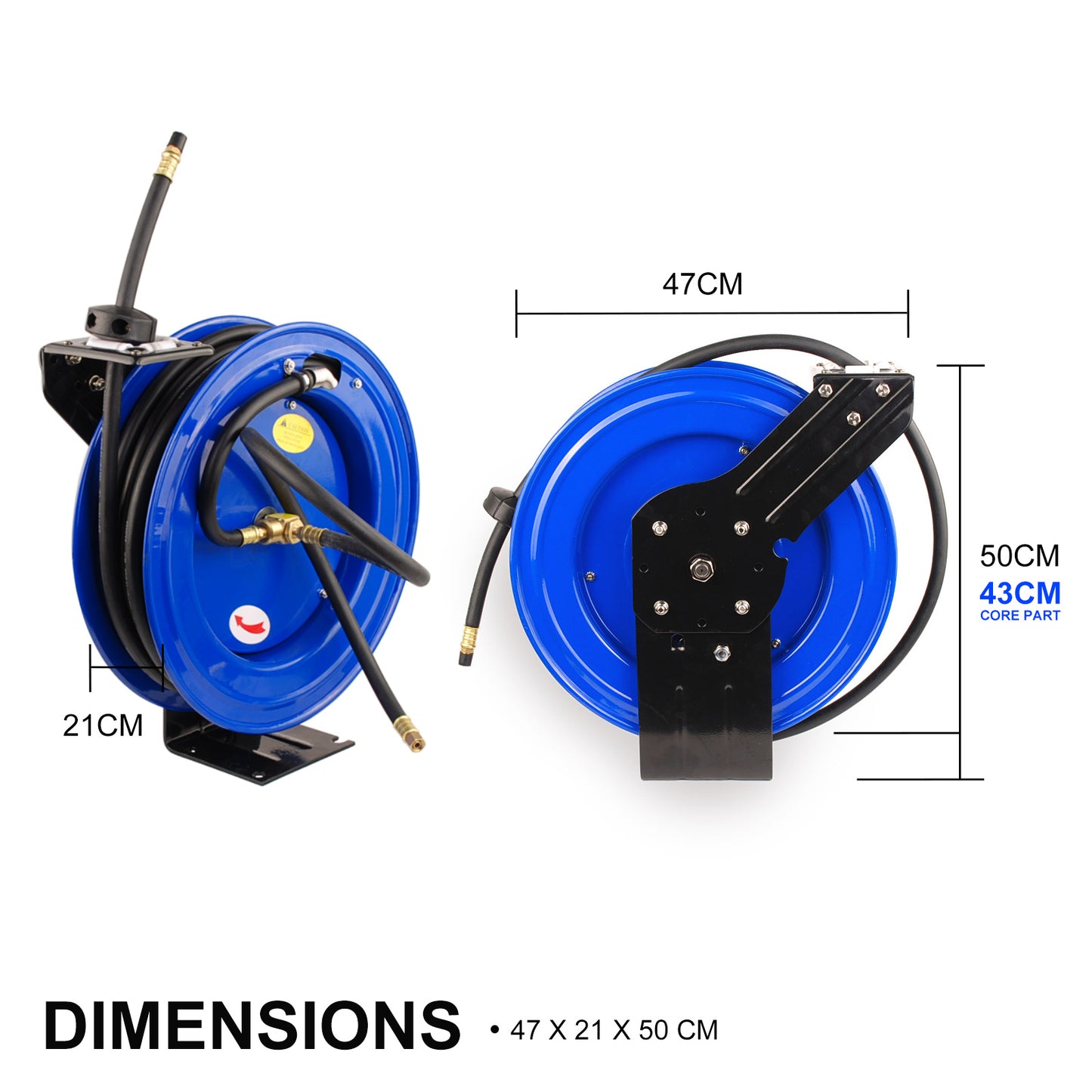 Dynamic Power Air Hose Reel Automotive Industrial 15m Retractable Rewind - image12