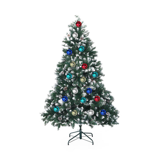 5Ft 150cm 720 tips Green Snowy Christmas Tree Xmas Pine Cones + Bauble Balls - image1
