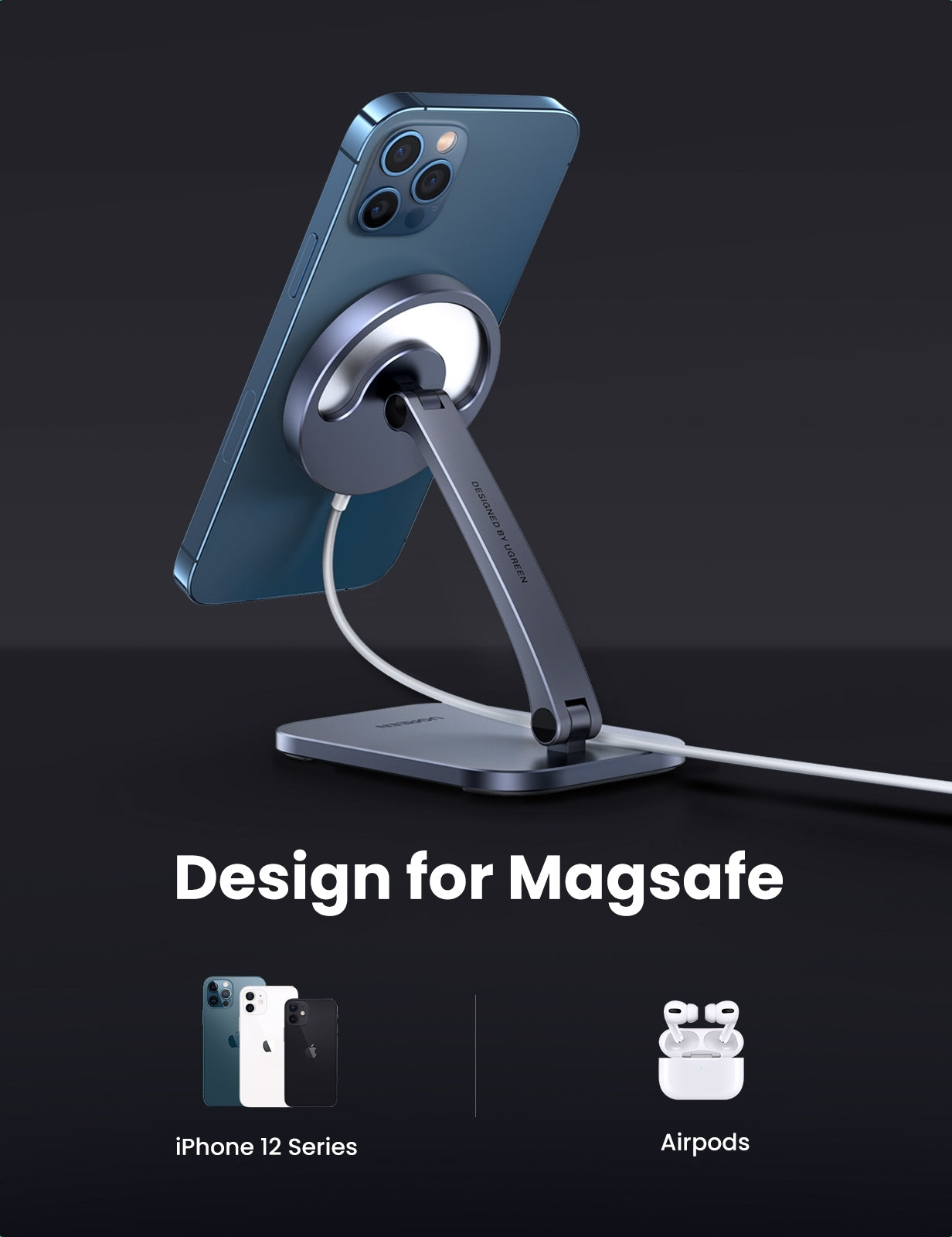 40290 Desk Adjustable and Foldable Aluminum Magsafe Charging Stand - image2