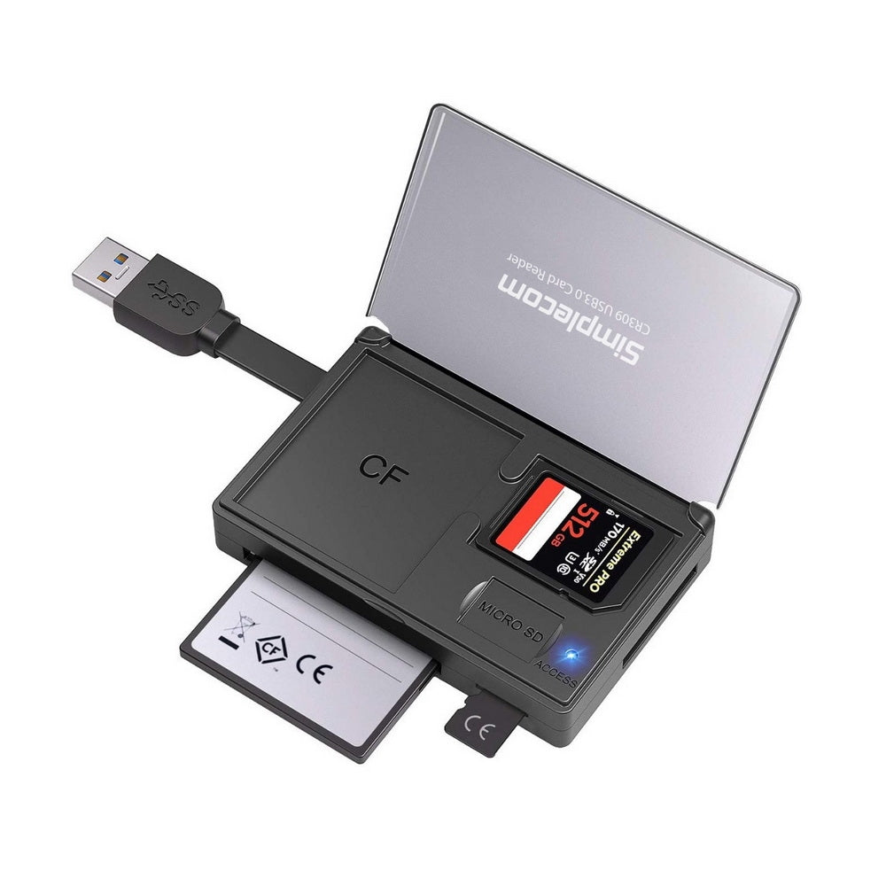 CR309 3-Slot SuperSpeed USB 3.0 Card Reader with Card Storage Case - image1