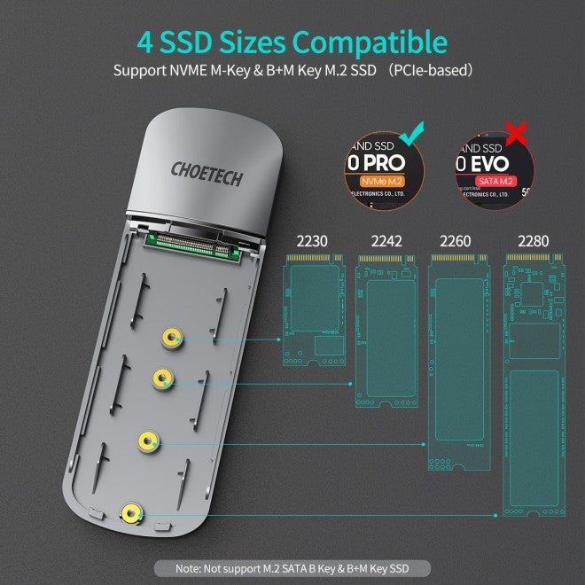 Choetech PC-HDE16 USB-C to M.2 B-Key Hard Drive Enclosure (10Gbps) - image3