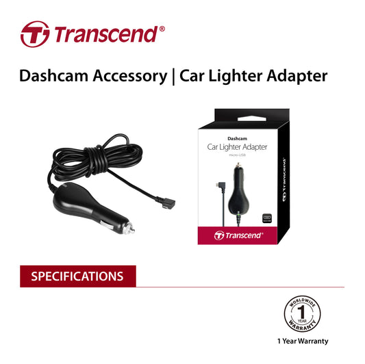 TRANSCEND TS-DPL2  Car Lighter Adapter for DrivePro, Micro-B (For DP230 / DP130 / DP110) - image1