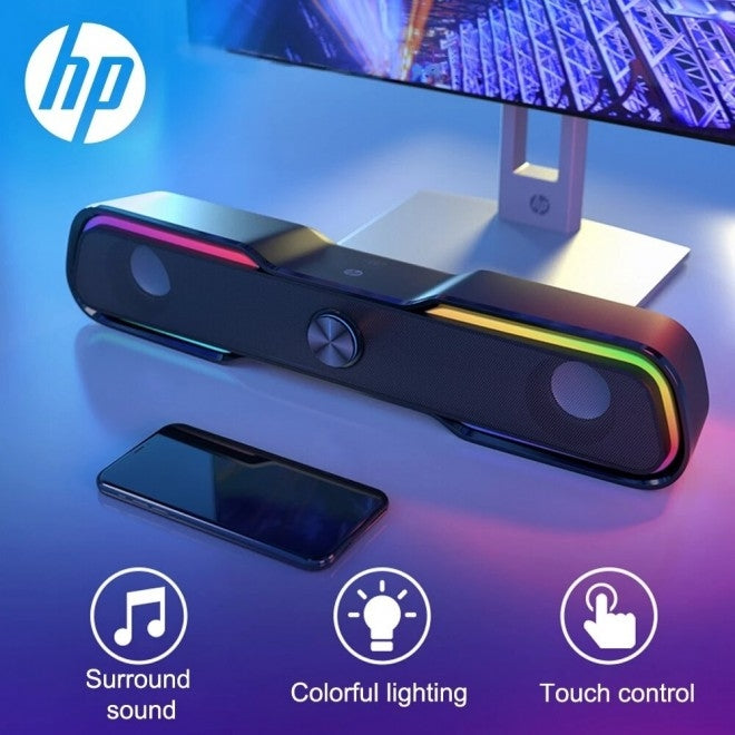 HP DHE-6002 Wired Soundbar RGB Light Multimedia Speaker - image2