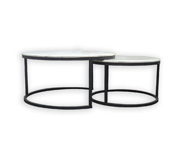 Nesting Style Coffee Table - White on Black - 80cm/60cm - image1