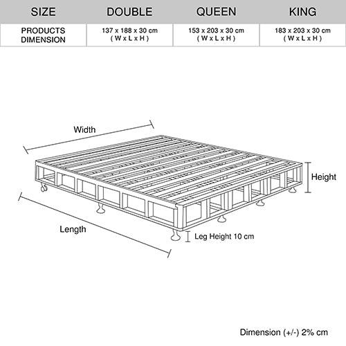 Mattress Base Ensemble Double Size Solid Wooden Slat in Beige with Removable Cover - image6