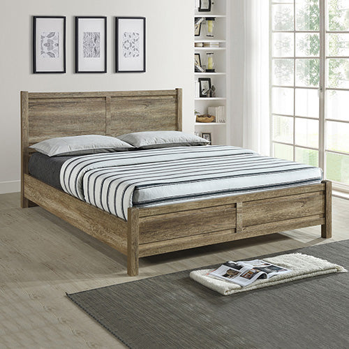 4 Pieces Bedroom Suite Natural Wood Like MDF Structure Double Size Oak Colour Bed, Bedside Table & Dresser - image3