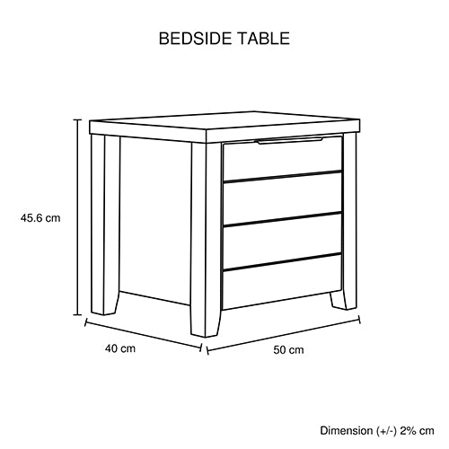 4 Pieces Bedroom Suite Natural Wood Like MDF Structure Double Size Oak Colour Bed, Bedside Table & Dresser - image13