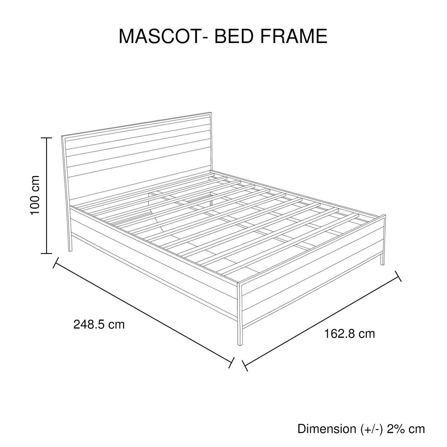 4 Pieces Bedroom Suite with Particle Board Contraction and Metal Legs Queen Size Oak Colour Bed, Bedside Table & Tallboy - image8