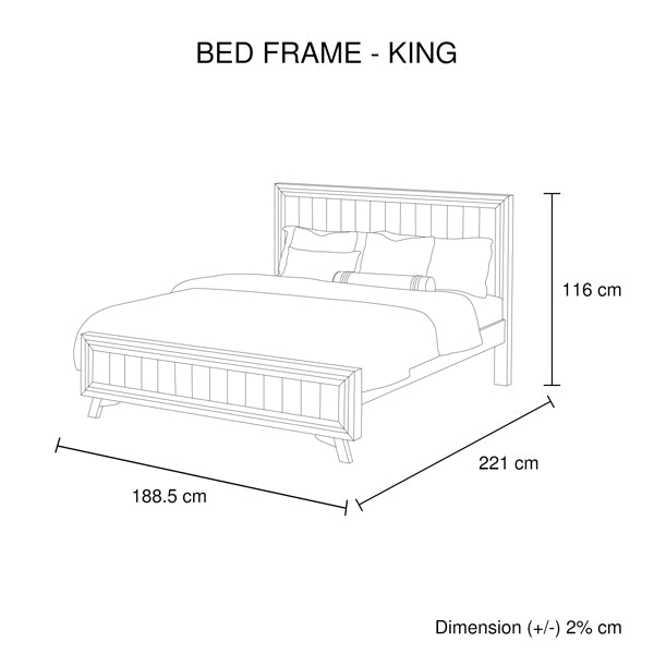 4 Pieces Bedroom Suite King Size Silver Brush in Acacia Wood Construction Bed, Bedside Table & Dresser - image8