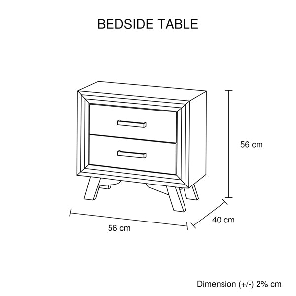 4 Pieces Bedroom Suite King Size Silver Brush in Acacia Wood Construction Bed, Bedside Table & Dresser - image9