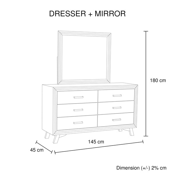 4 Pieces Bedroom Suite King Size Silver Brush in Acacia Wood Construction Bed, Bedside Table & Dresser - image10