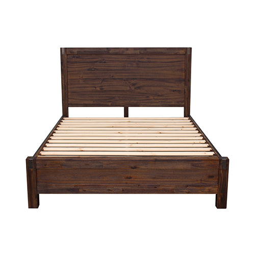 Bed Frame King Size in Solid Wood Veneered Acacia Bedroom Timber Slat in Chocolate - image1