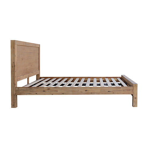 Bed Frame King Single Size in Solid Wood Veneered Acacia Bedroom Timber Slat in Oak - image4