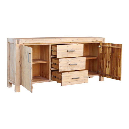 Buffet Sideboard in Oak Colour Constructed with Solid Acacia Wooden Frame Storage Cabinet with Drawers - image3