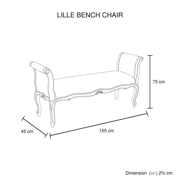 Oak Wood Linen Fabric Beige White Washed Finish Bench Chair - image8