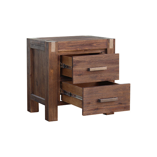 Bedside Table 2 drawers Night Stand Solid Wood Acacia Storage in Chocolate Colour - image2