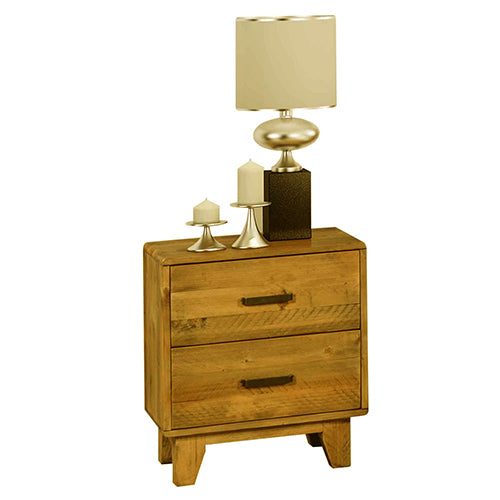 Bedside Table 2 drawers Night Stand Solid Wood Storage Light Brown Colour - image7