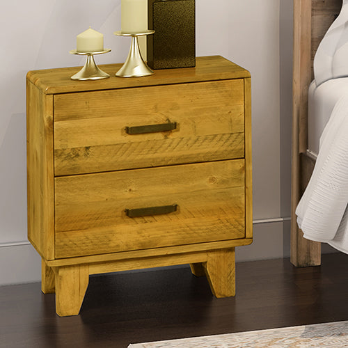 Bedside Table 2 drawers Night Stand Solid Wood Storage Light Brown Colour - image8
