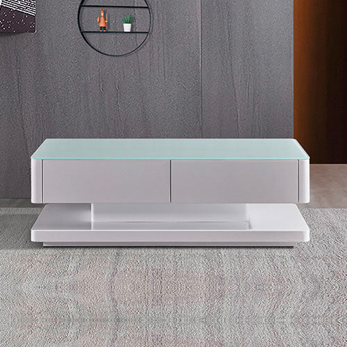 Stylish Coffee Table High Gloss Finish Shiny White Colour with 4 Drawers Storage - image1