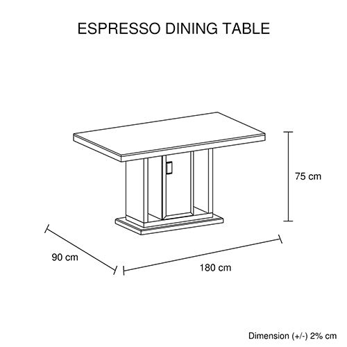 7 Pieces Dining Suite Dining Table & 6X  White Chairs in Rectangular Shape High Glossy MDF Wooden Base Combination of Black & White Colour - image7