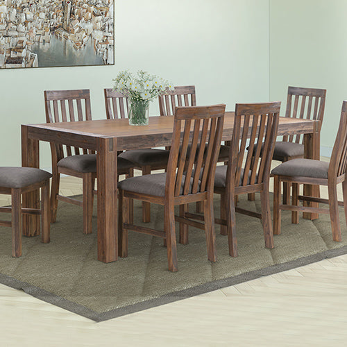 Dining Table 210cm Large Size with Solid Acacia  Wooden Base in Chocolate Colour - image1