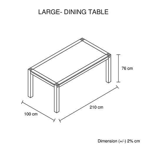 Dining Table 210cm Large Size with Solid Acacia  Wooden Base in Chocolate Colour - image4