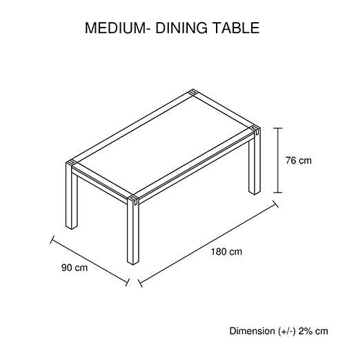 Dining Table with Solid Acacia Medium Size Wooden Base in Oak Colour - image4