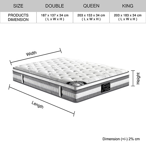 Premium Eurotop Mattress High-density Foam 34cm High Queen Size - image2