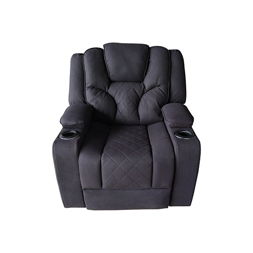 3+1+1 Seater Electric Recliner Stylish Rhino Fabric Black Lounge Armchair with LED Features - image4