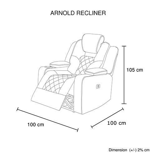 3+1+1 Seater Electric Recliner Stylish Rhino Fabric Black Lounge Armchair with LED Features - image5