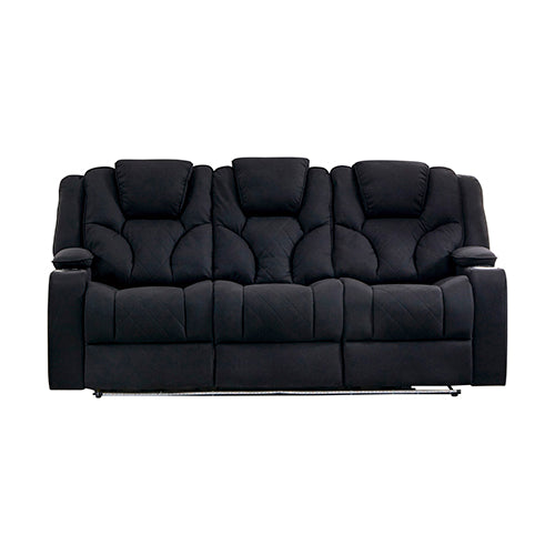 3+2 Seater Electric Recliner Stylish Rhino Fabric Black Lounge Armchair with LED Features - image1