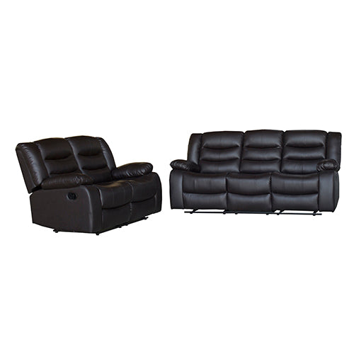 3+2 Seater Recliner Sofa In Faux Leather Lounge Couch in Brown - image1