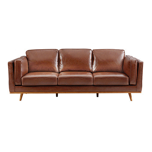 3+2Seater Sofa Brown Leather Lounge Set for Living Room Couch with Wooden Frame - image3