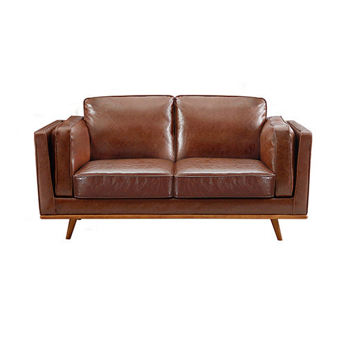 3+2Seater Sofa Brown Leather Lounge Set for Living Room Couch with Wooden Frame - image4