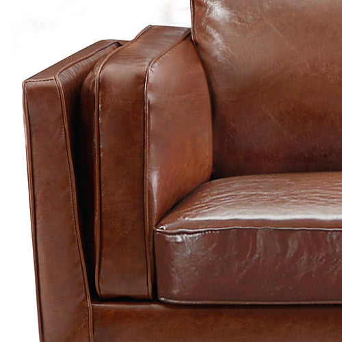 3+2+1 Seater Sofa Brown Leather Lounge Set for Living Room Couch with Wooden Frame - image5