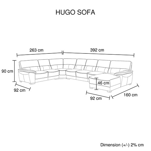Hugo Large Corner Sofa Set Spacious Chaise Lounge Air Leather - image2