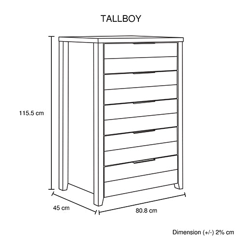 Tallboy Bedroom Drawer Cabinet Oak - image2