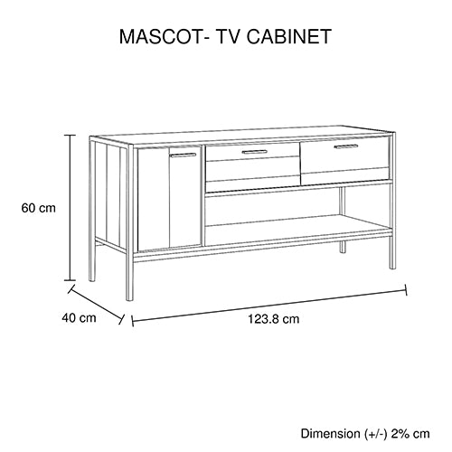 Mascot TV Cabinet Entertainment Storage Unit Oak Colour - image12