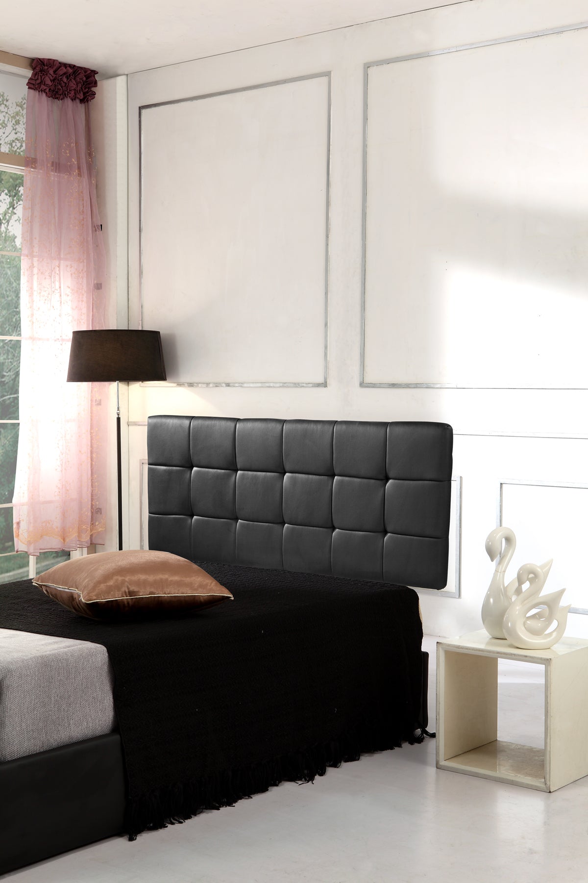 PU Leather Double Bed Deluxe Headboard Bedhead - Black - image4