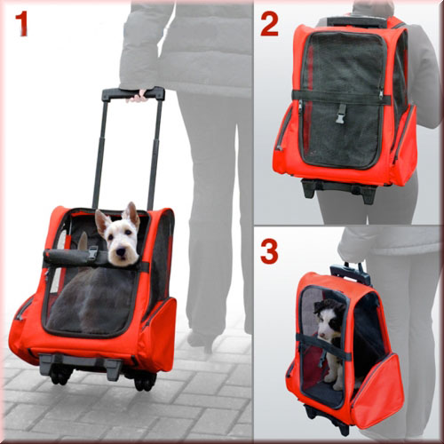 Dog Pet Safety Transport Carrier Backpack Trolley - image1