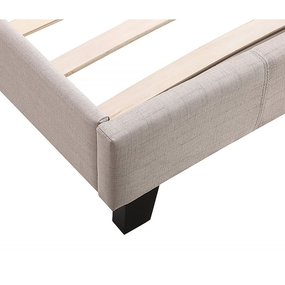 Single Linen Fabric Bed Frame Beige - image2