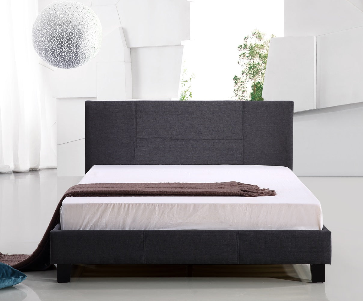 Double Linen Fabric Bed Frame Grey - image2