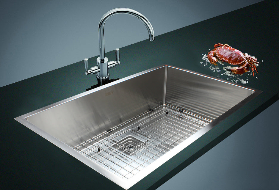 810x505mm Handmade 1.5mm Stainless Steel Undermount / Topmount Kitchen Sink with Square Waste - image2