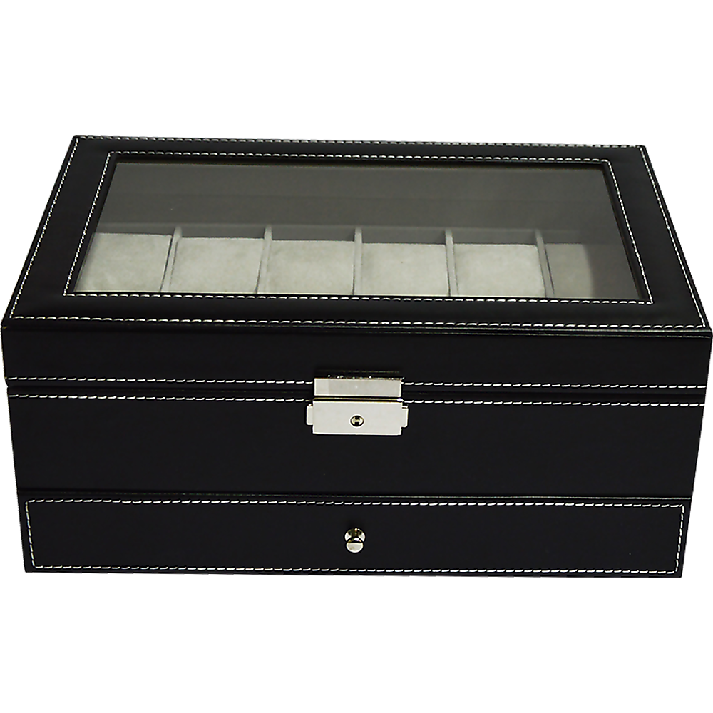 12 Grids Watch Display Case Leather jewellery Storage Box Organiser Lock Key - image8