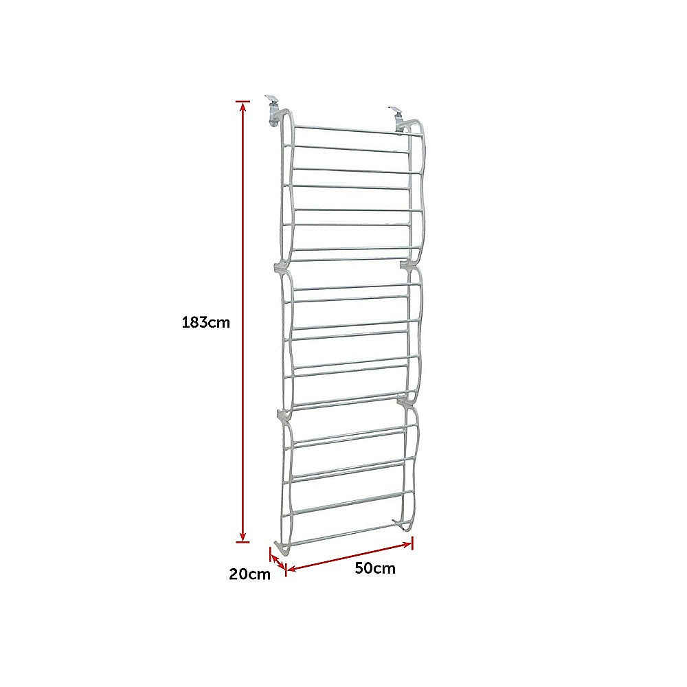 36 Pair Shoe Holder Organiser Over The Door Hanging Shelf Rack Storage Hook - image5