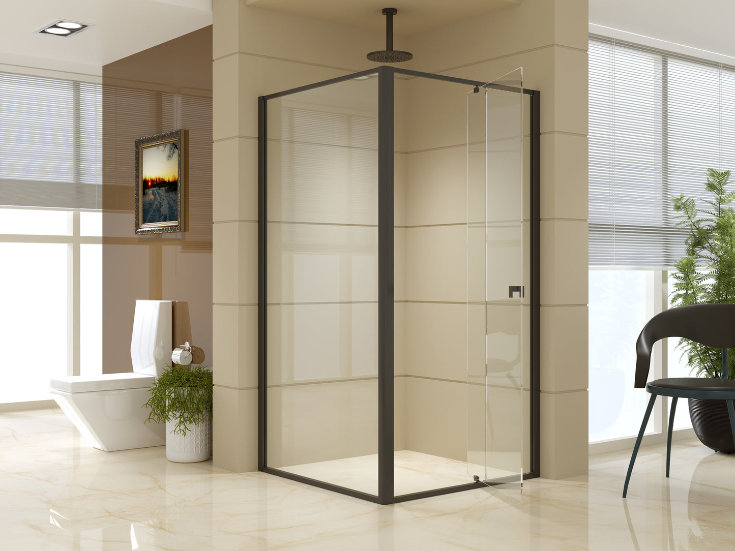 Semi Frameless Shower Screen (98~106)x 195cm & (98~101)x 195cm Side AS/NZS Glass - image2