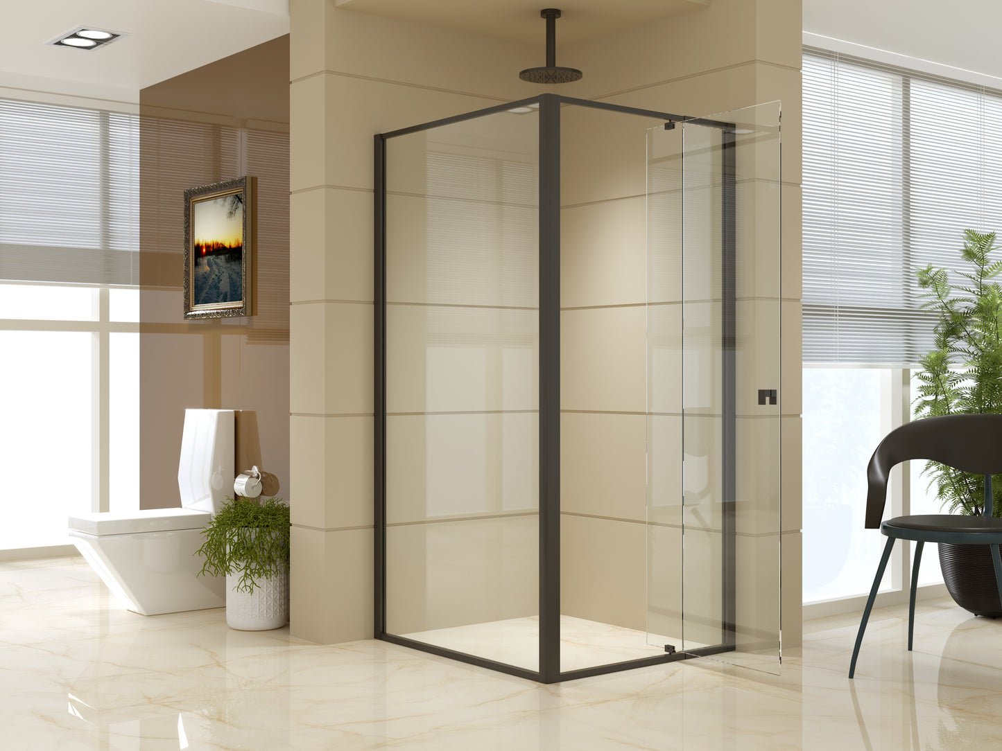 Semi Frameless Shower Screen (82~90)x 195cm & (98~101)x 195cm Side AS/NZS Glass - image2