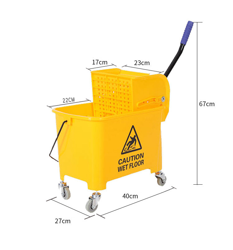 20L Deluxe Mop Wringer Bucket Side Press Janitor Commercial Cleaning - image3