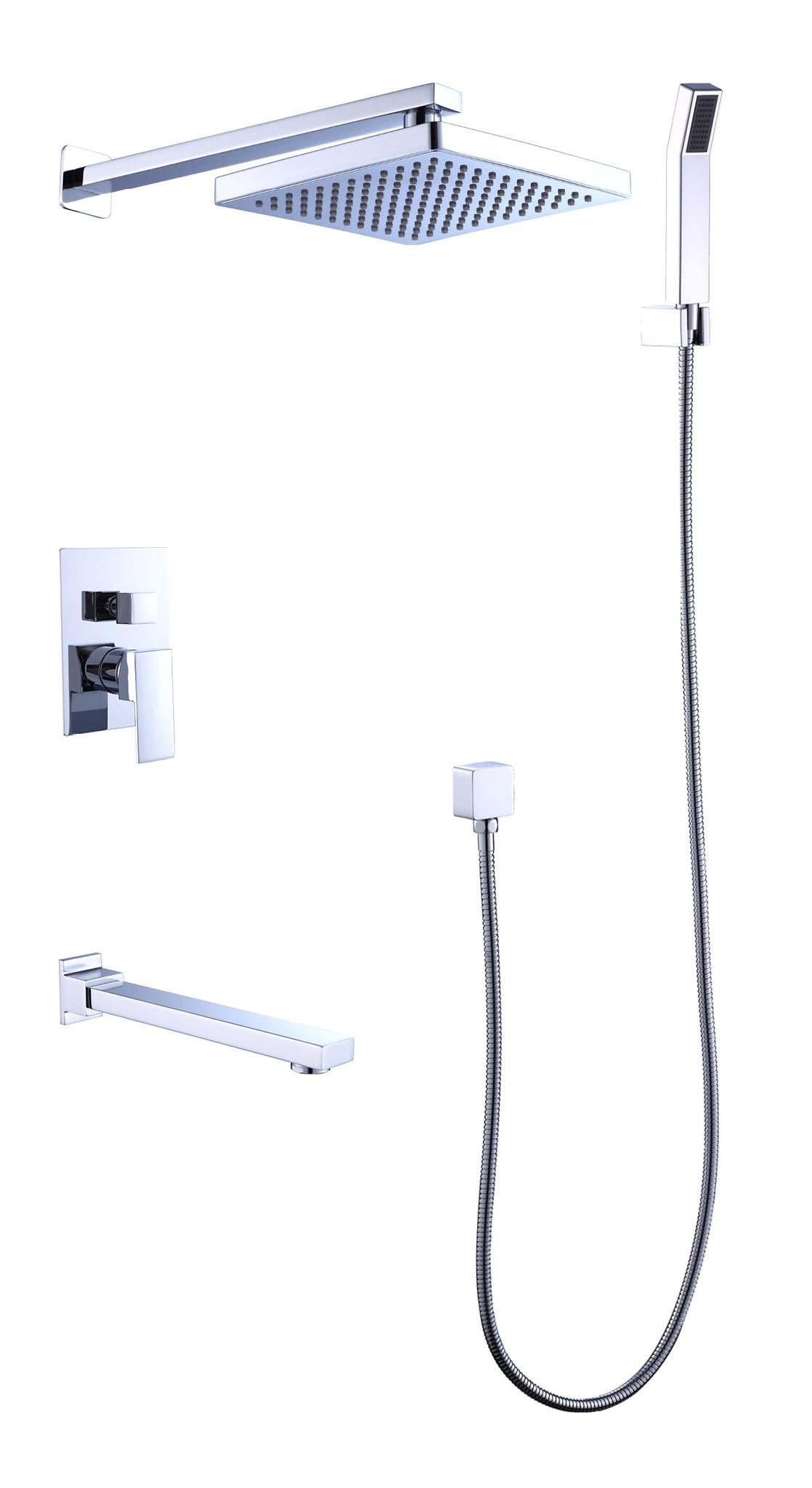 8" Rain Shower Head Straight Wall Arm Mixer Set Wall Bath Spout Outlet Tap - image2